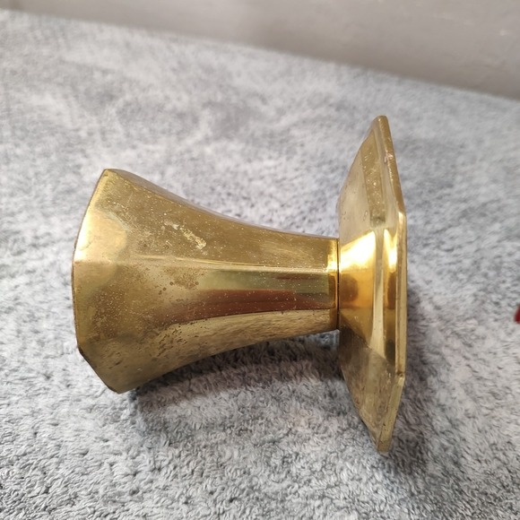 Vtg Brass Candle Holder 4.5" Octagon Base Candle Holder Castle Farm Core Holiday - Picture 4 of 7